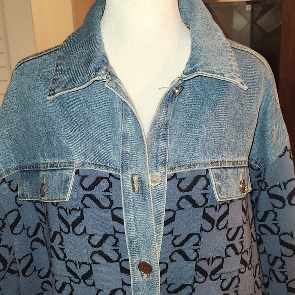 Sandro Printed Jean Jacket oversized S/M NWT - Picture 8 of 12
